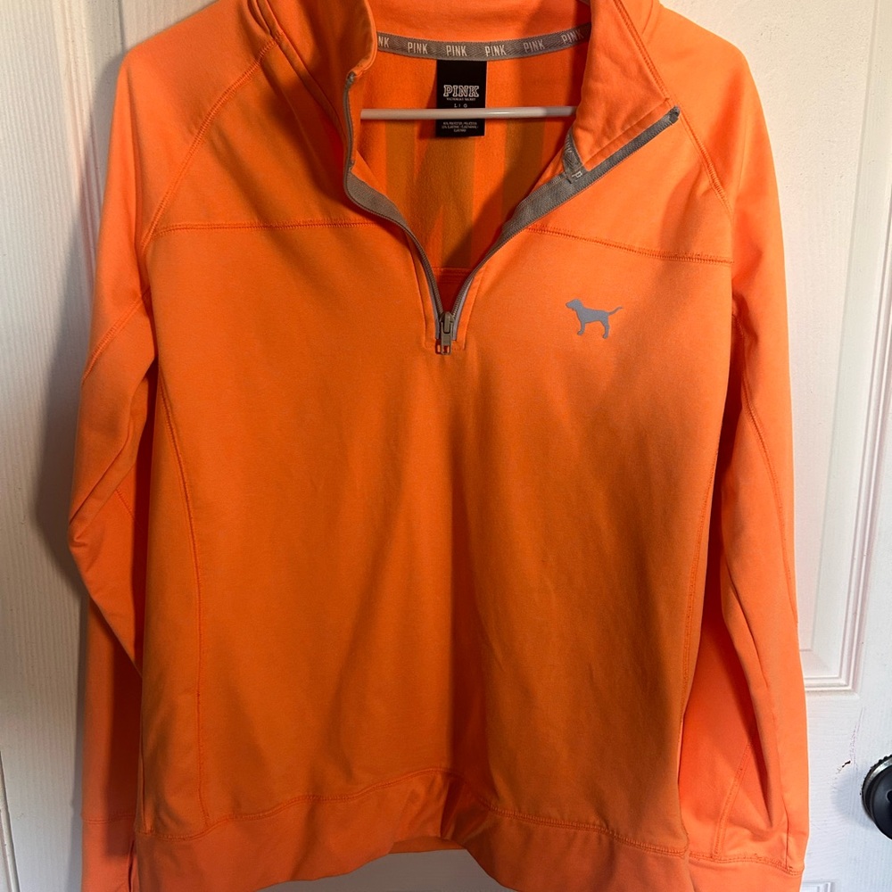 PINK Victoria's Secret Orange Quarter-Zip Sweatshirt